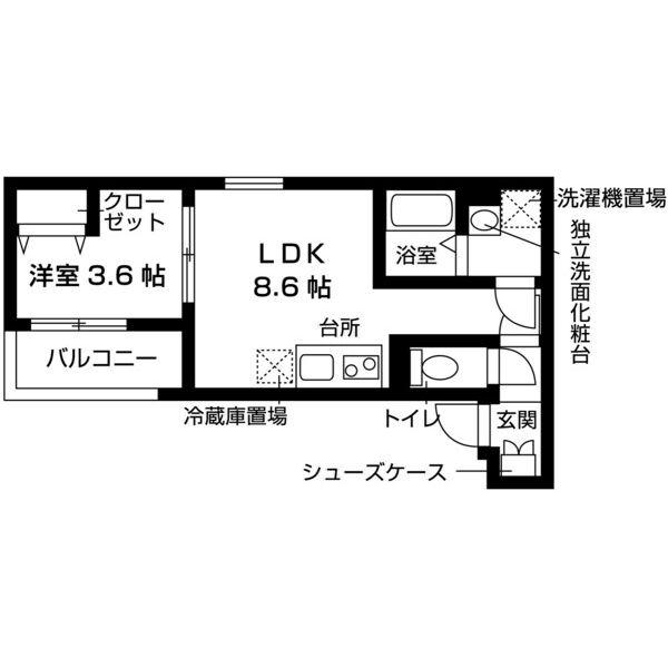 フォレなかもずサウス(1LDK/2階)の間取り写真