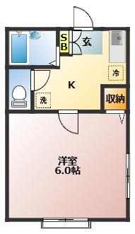 フルハピネス(1K/1階)の間取り写真