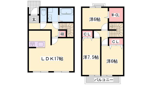 エクレール田寺(3LDK/1階)の間取り写真