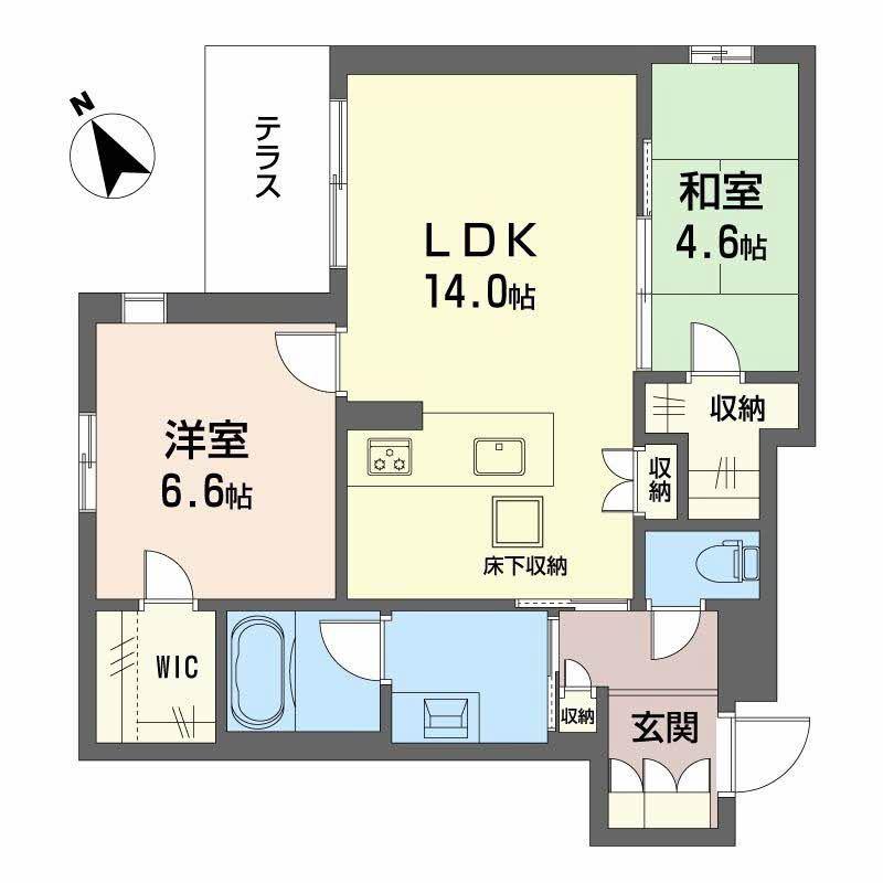 シャーメゾングランデ(2LDK/1階)の間取り写真