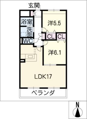 アソシア(2LDK/3階)の間取り写真