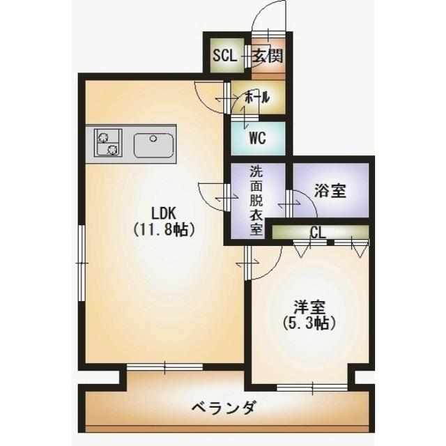 オクト川端町(1LDK/4階)の間取り写真