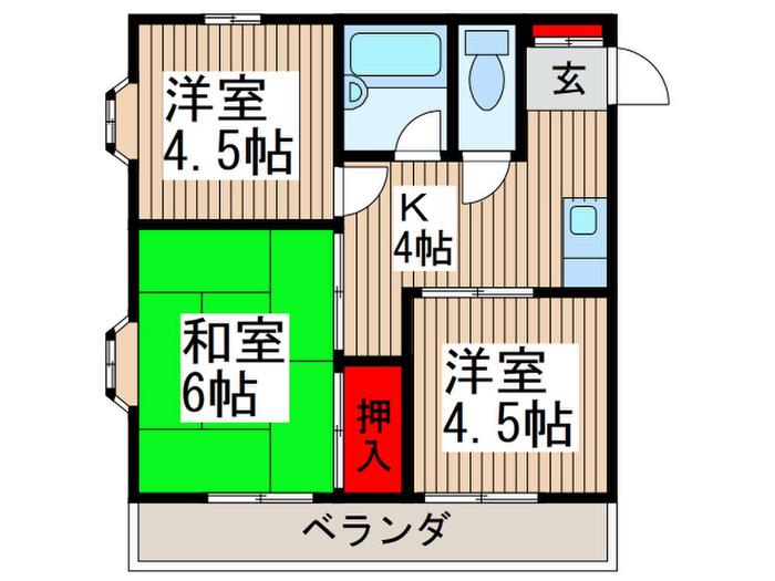 スカイハイツ(3K/3階)の間取り写真