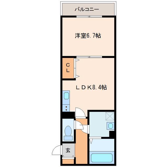 アップウェル中央(1LDK/4階)の間取り写真