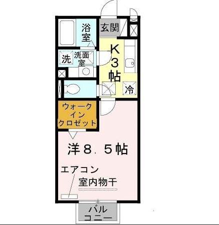 コンフィアンスA棟(1K/1階)の間取り写真