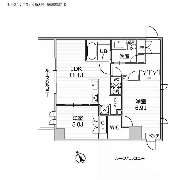 シーズンフラッツ新大塚(2LDK/5階)の間取り写真