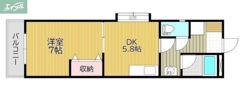 ESPACE東古松(1DK/3階)の間取り写真