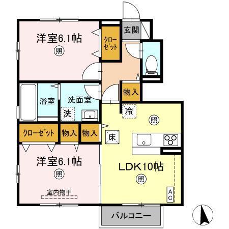 グレースコートミレーニアA(2LDK/1階)の間取り写真