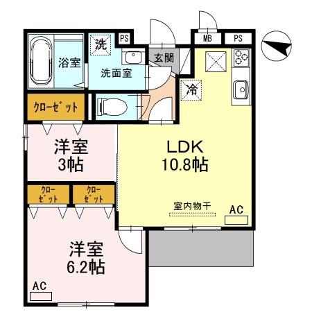AUDREY(2LDK/1階)の間取り写真