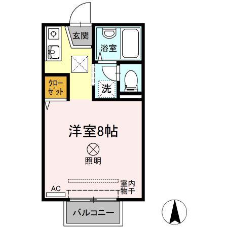 レジデンス高柳B棟(ワンルーム/2階)の間取り写真
