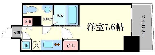 ラシュレエグゼ本町(1K/14階)の間取り写真