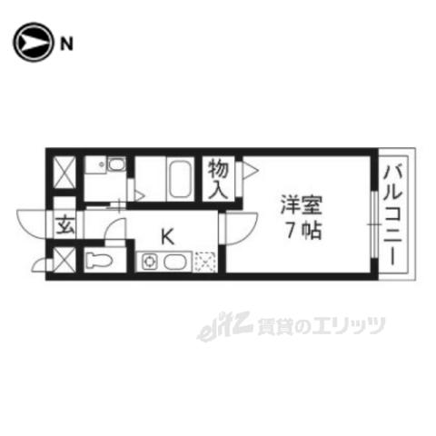 アーバン御陵(1K/1階)の間取り写真