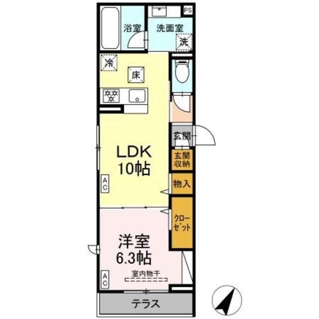 メゾンドールカムイ(1LDK/3階)の間取り写真