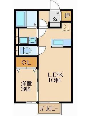リヴィエール(1LDK/1階)の間取り写真