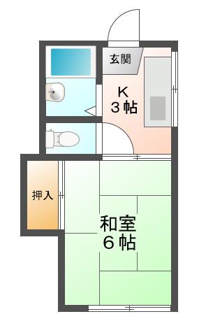 メゾン45(1K/2階)の間取り写真