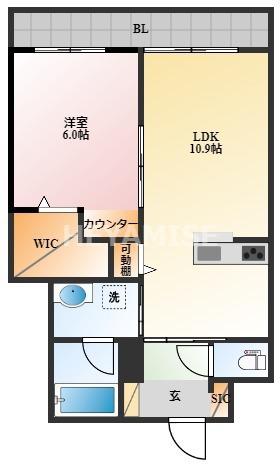 ALSTROMERIA(1LDK/1階)の間取り写真