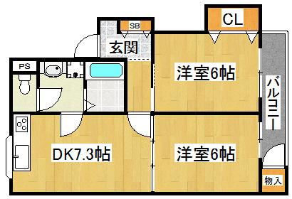 マンション藤I番館(2DK/3階)の間取り写真