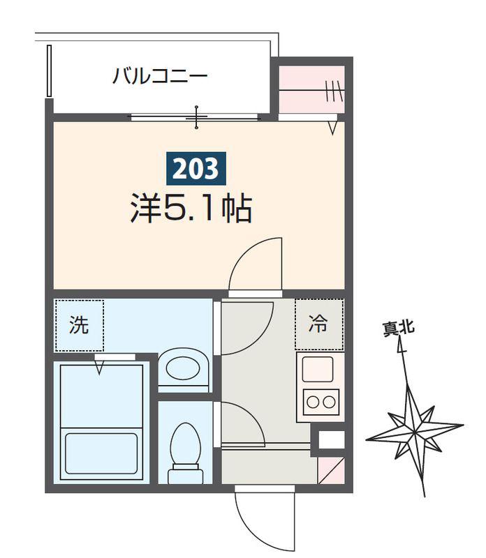 MELDIA三鷹(1K/2階)の間取り写真