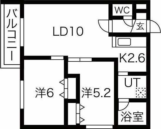 ECOA南郷7丁目(2LDK/2階)の間取り写真
