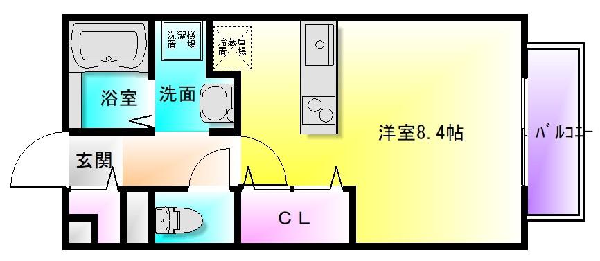 ワントゥリーヒル(ワンルーム/1階)の間取り写真
