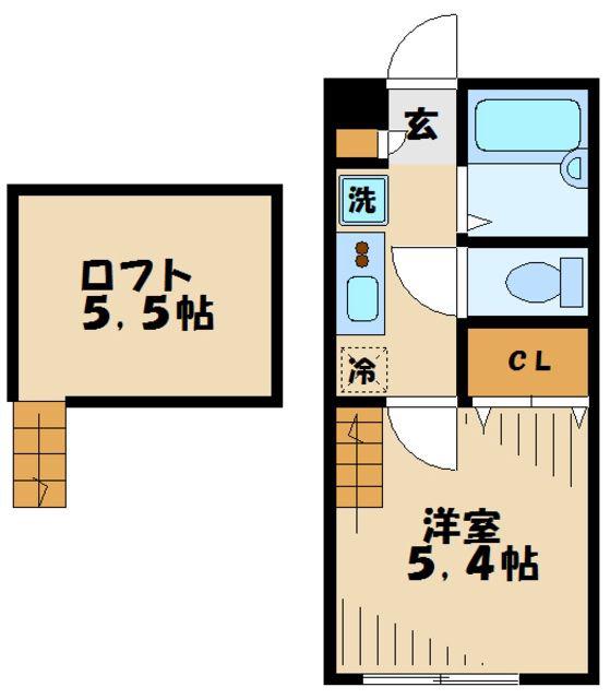 AZESTーRENT中野島II(1K/2階)の間取り写真