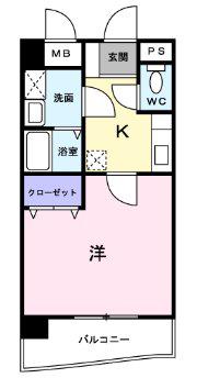 グランスイート(1K/2階)の間取り写真