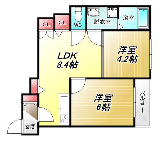 F ASECIA BONHEUR(2LDK/3階)の間取り写真