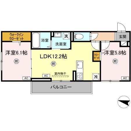 ライク・ア・パラソル(2LDK/2階)の間取り写真