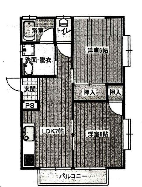 コーポB(2DK/2階)の間取り写真