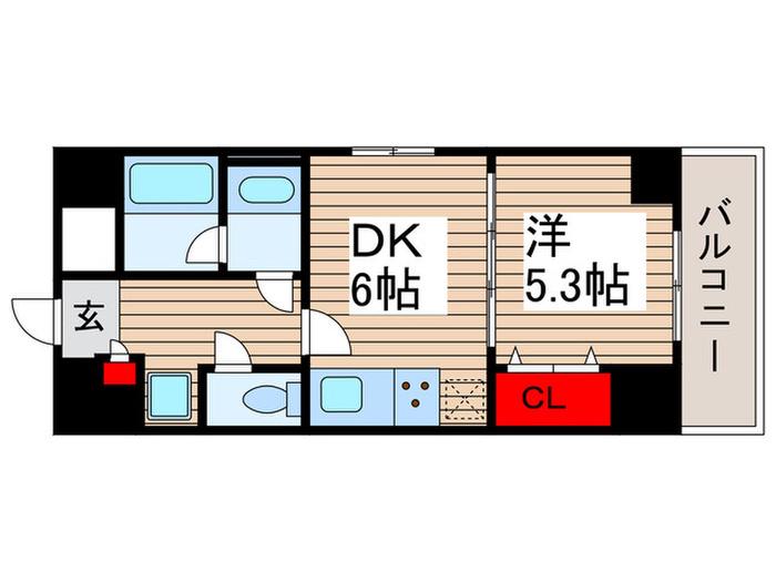 グランディール オアゾ(1DK/9階)の間取り写真