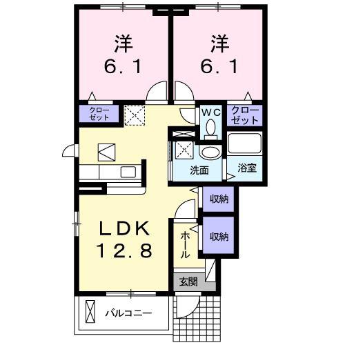 クレアール春日A(2LDK/1階)の間取り写真
