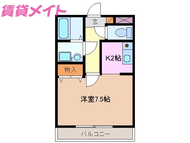 ハイツ大好(1K/1階)の間取り写真