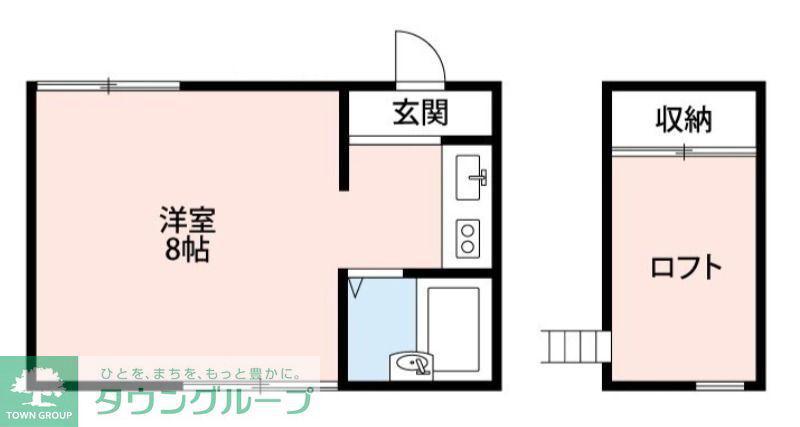 O.N ハウス(1K/1階)の間取り写真