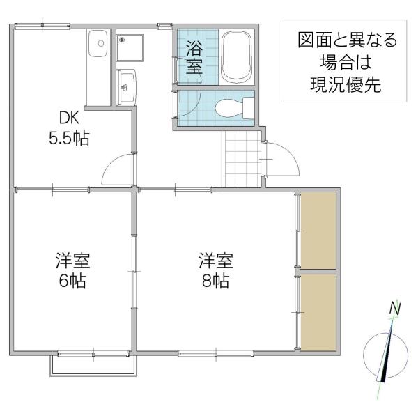 シャトレ山口(2DK/1階)の間取り写真