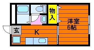 DNパレス B棟(1K/1階)の間取り写真
