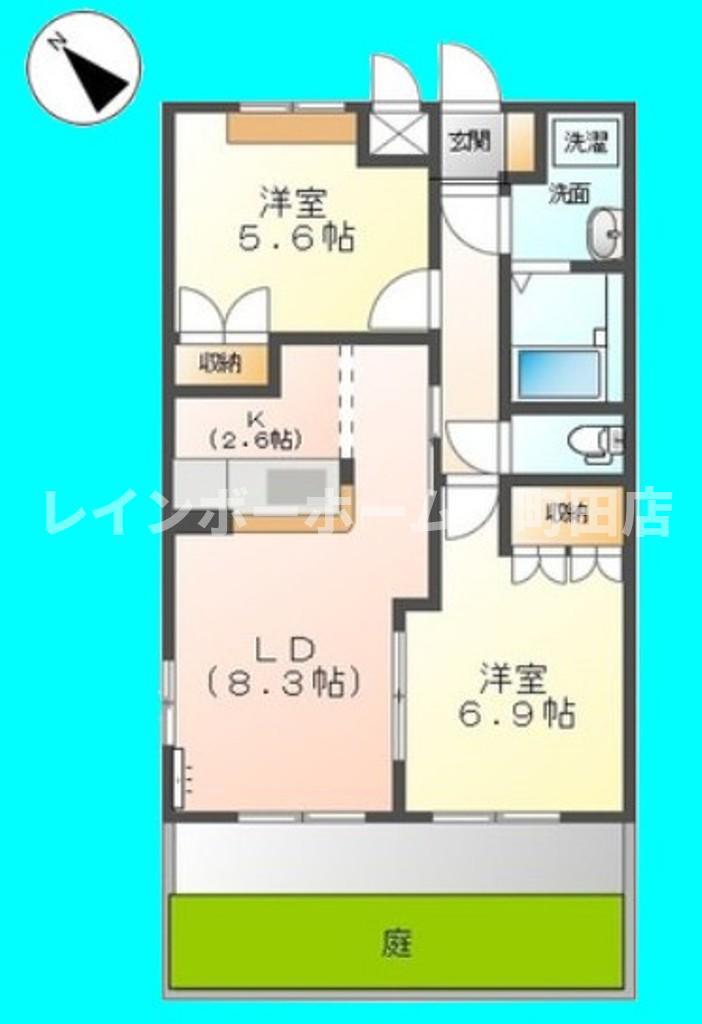 アシューレ(2LDK/1階)の間取り写真