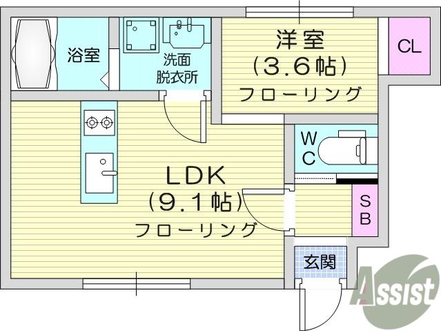 QRESTIA(1LDK/1階)の間取り写真