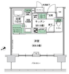 スタイリオ梶が谷(1K/4階)の間取り写真
