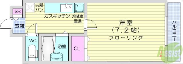 ソレイユハイツ泉中央(1K/2階)の間取り写真