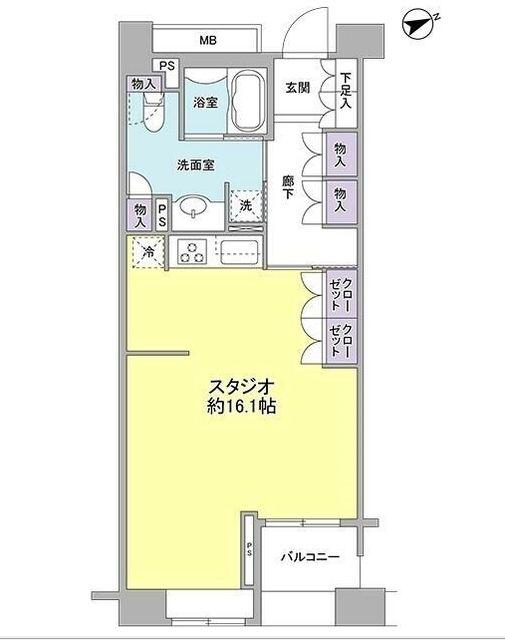 パークフラッツ銀座イースト(ワンルーム/4階)の間取り写真