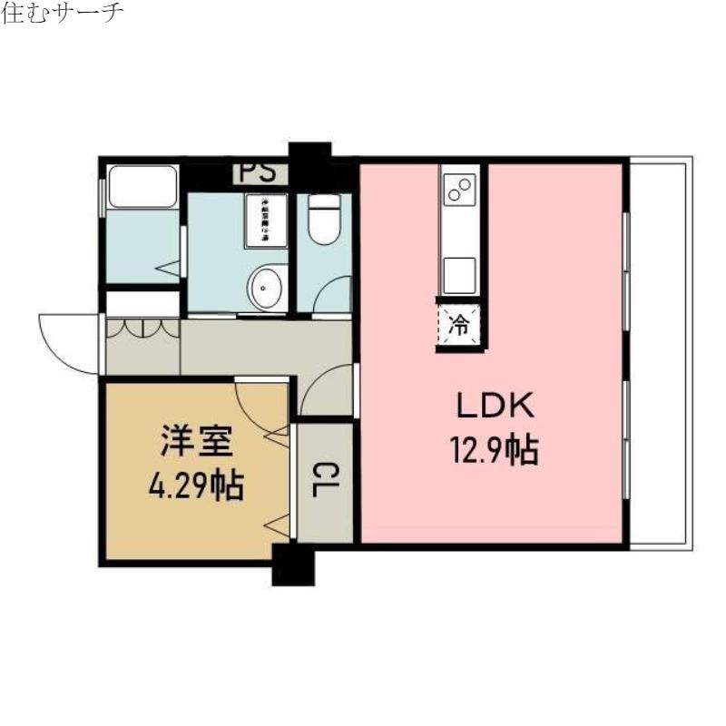 メゾン三幸(1LDK/3階)の間取り写真