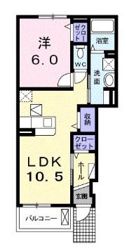 エスポワール山の街I(1LDK/1階)の間取り写真