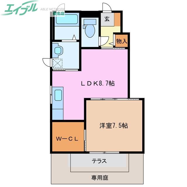 ブランシェ藤が丘(1LDK/1階)の間取り写真