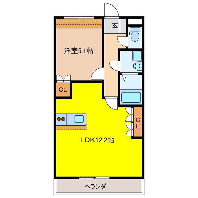 メルヴェーユ(1LDK/1階)の間取り写真
