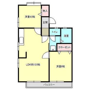 カーサ浅井III(2LDK/1階)の間取り写真