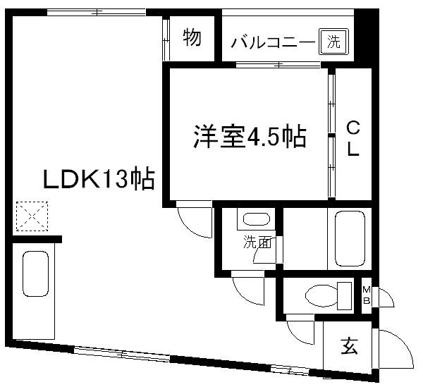 祇園ZENビル(1LDK/2階)の間取り写真