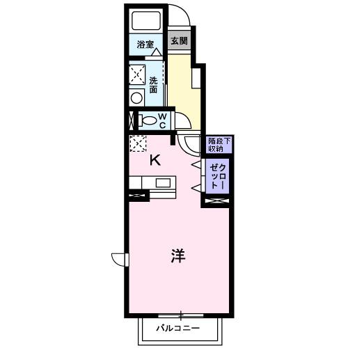 プリーマKII(1K/1階)の間取り写真