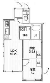 EXAM中目黒II(2LDK/4階)の間取り写真