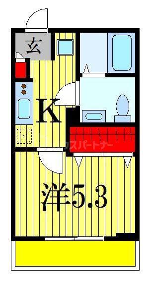 カルム西船橋(1K/1階)の間取り写真