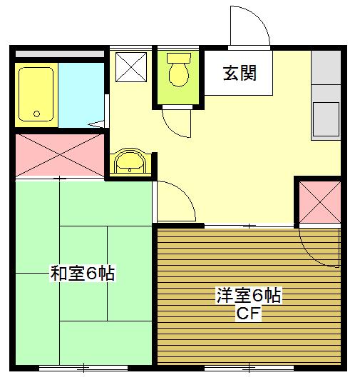 アレイコート久野(2DK/1階)の間取り写真